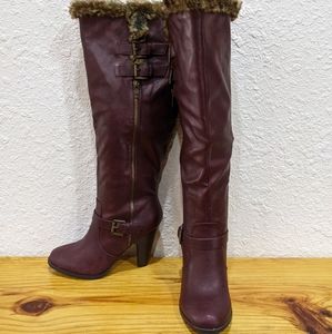Burgundy heeled boots